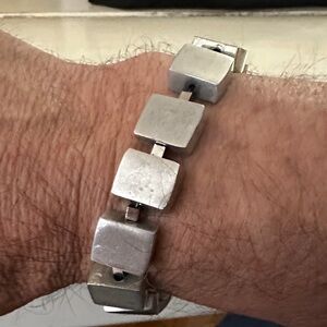 Contemporary Silver Square Link Bracelet